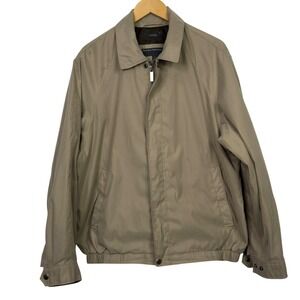 Perry Ellis Portfolio Jacket Mens Large Tan Microfiber Full Zip Windbreaker L
